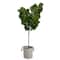 6ft. Fiddle Leaf Fig Artificial Tree in Handmade Black and White Natural Jute and Cotton Planter
